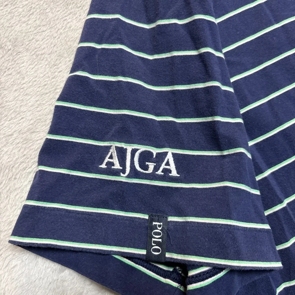 Ralph Lauren Polo Golf Shirt Mens L Justin Thomas Big Pony‎ AJGA Striped Blue